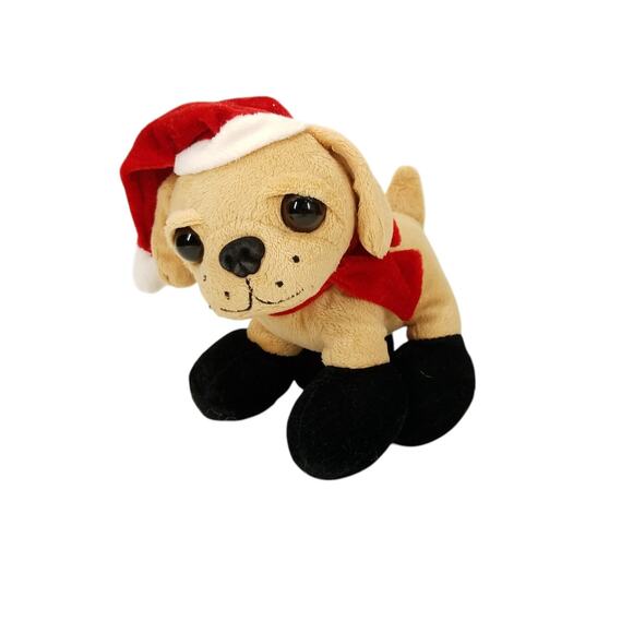 Dan Dee Tan Pug Dog Puppy Plush Santa Hat Scarf Stuffed Animal Toy 2015 - Picture 1 of 8